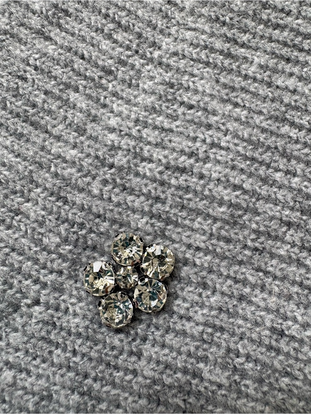 Knit Gray Floral Embellished Skirt - Picture 2 of 6